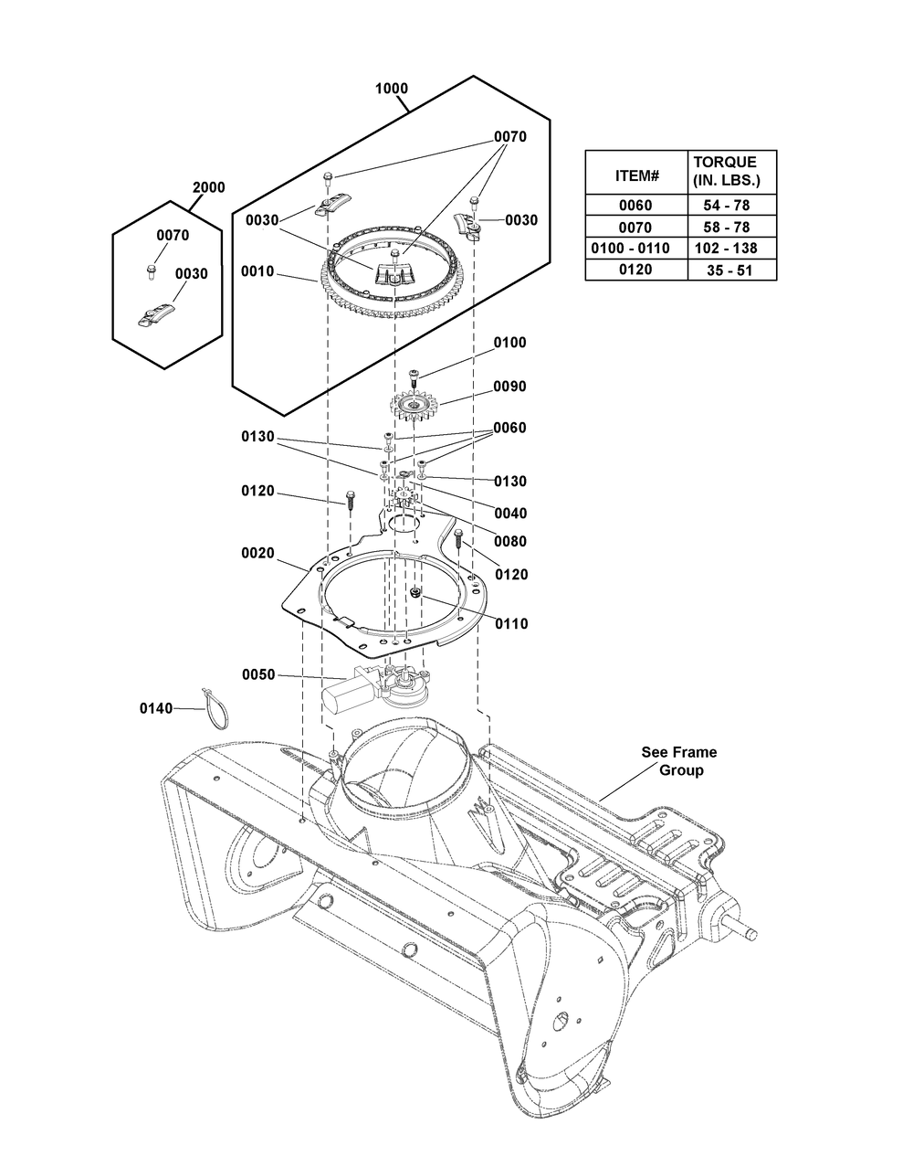 Chute Rotation Group - Electric Diagram and Parts List for 1697294-00-1022EESSNA 2020 Briggs and Stratton Snow Blower